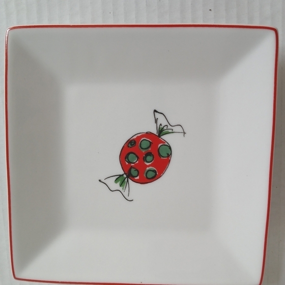 Salad Plates Food Network 6" Set of 4 Square Bevel Candies Sweets Christmas - Picture 13 of 14